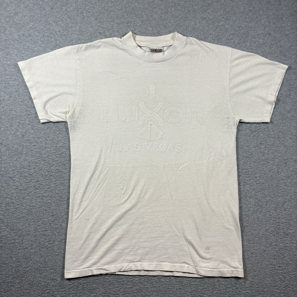 VTG 90s Luxor Las Vegas Hotel Casino T Shirt M Oneita USA Single Stitch White